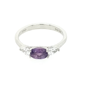Platinum Purple Sapphire & Diamond Trilogy Ring