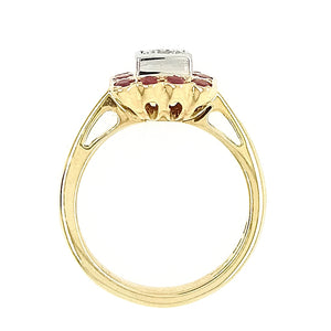18ct Yellow Gold Diamond & Ruby Cluster Ring