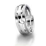 Furrer Jacot Platinum Satin and Polished Finish Cross Design 7.5mm Wedding Ring - Andrew Scott