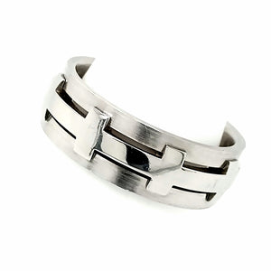 Platinum Satin and Polished Finish Cross Design 7.5mm Wedding Ring