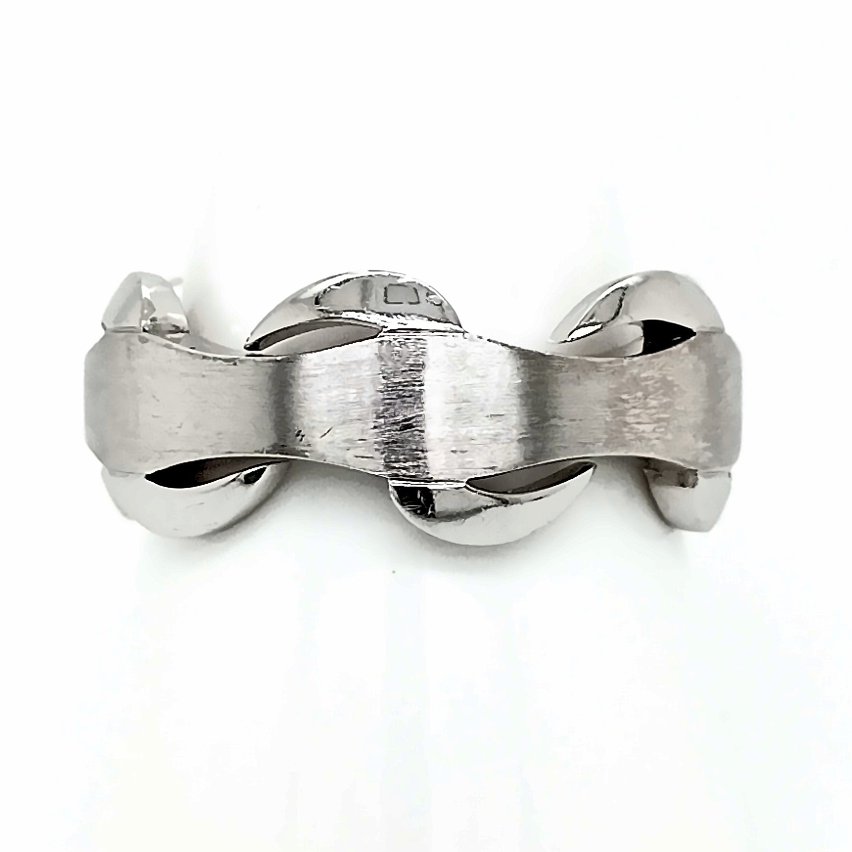 18ct White Gold Satin & Polished Thorn Design Men's Wedding Ring