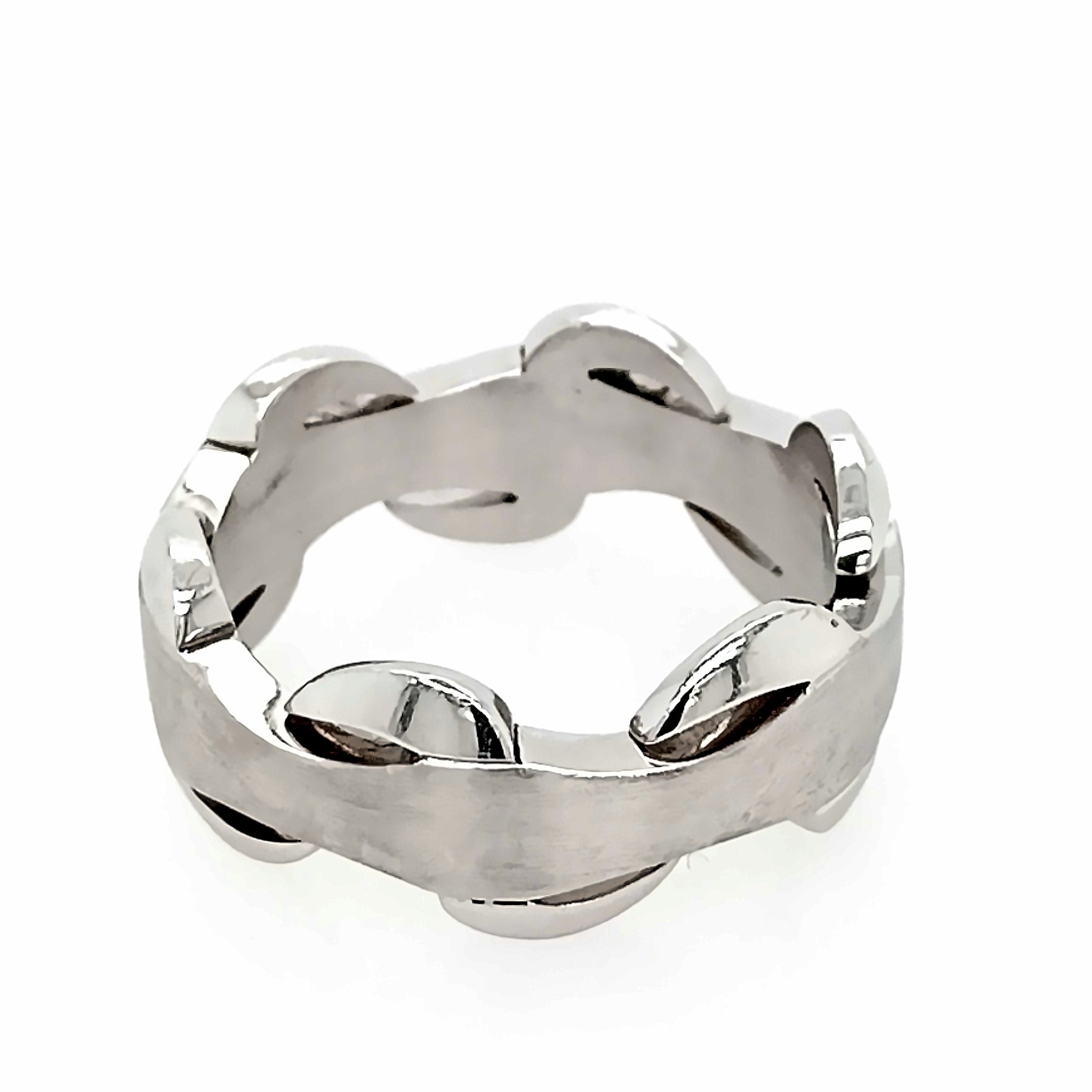 18ct White Gold Satin & Polished Thorn Design Men's Wedding Ring