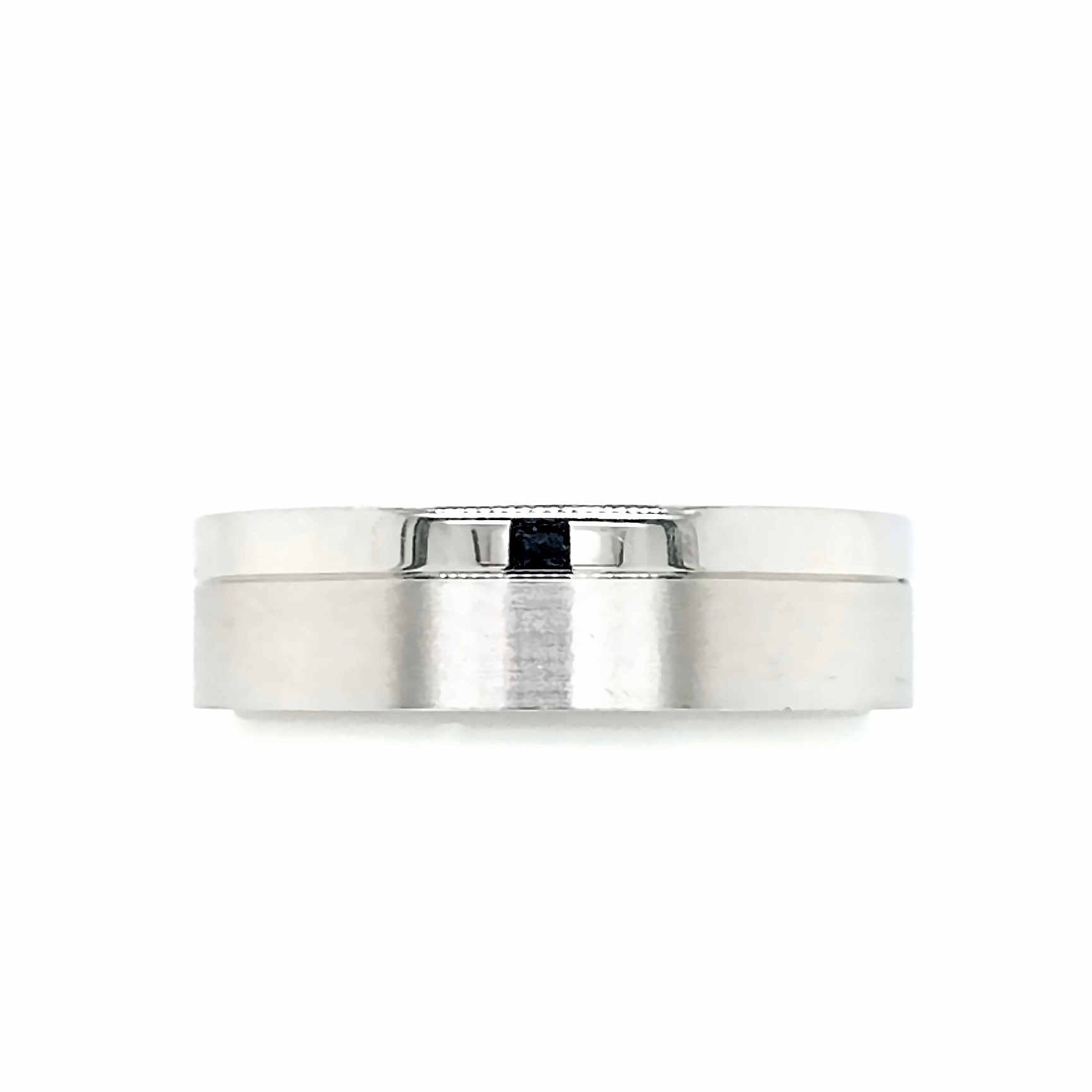 White Gold Satin and Polished Mens Wedding Ring