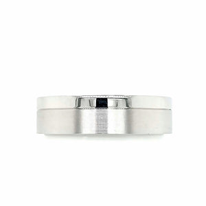 18ct White Gold Satin and Polished Men's Wedding Ring