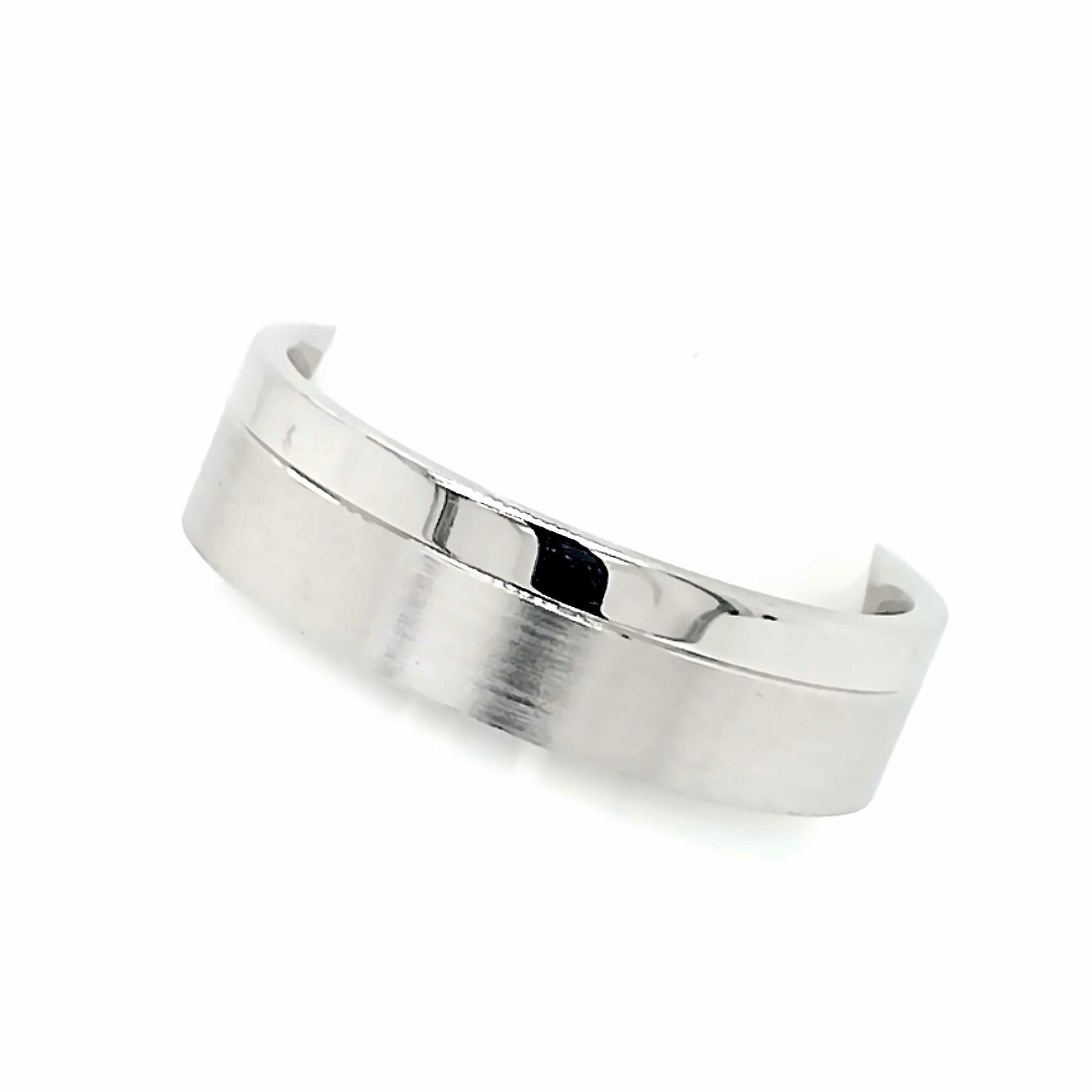 White Gold Satin and Polished Mens Wedding Ring