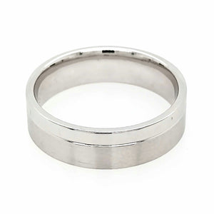 18ct White Gold Satin and Polished Men's Wedding Ring