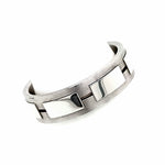18ct White Gold Satin Finish and Polished Rectangle Detail 6.00mm Wedding Ring