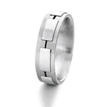 Furrer Jacot 18ct White Gold Satin Finish and Polished Rectangle Detail 6.00mm Wedding Ring - Andrew Scott
