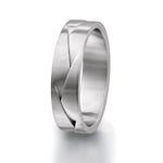 Mens White Gold Pleat Design Wedding Ring