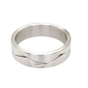 18ct White Gold Satin Pleat Design 6.00mm Wedding Ring