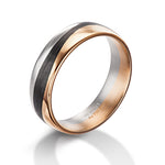 Furrer Jacot Palladium, 18ct Rose Gold and Carbon Fibre Wave Design Ring - Andrew Scott