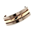 White and Rose Gold  3 Band Mens Wedding Ring