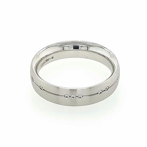 18ct White Gold Diamond Ring with Incised Line