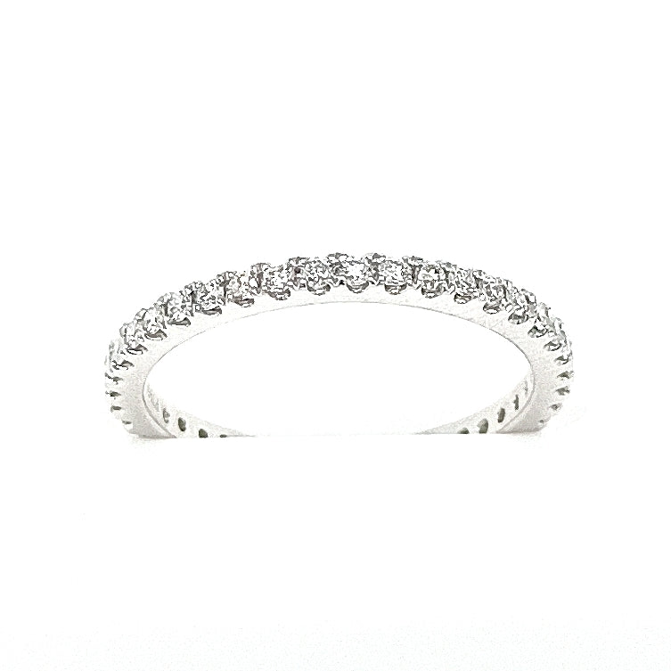 Platinum Scallop Edge Full Diamond Ring