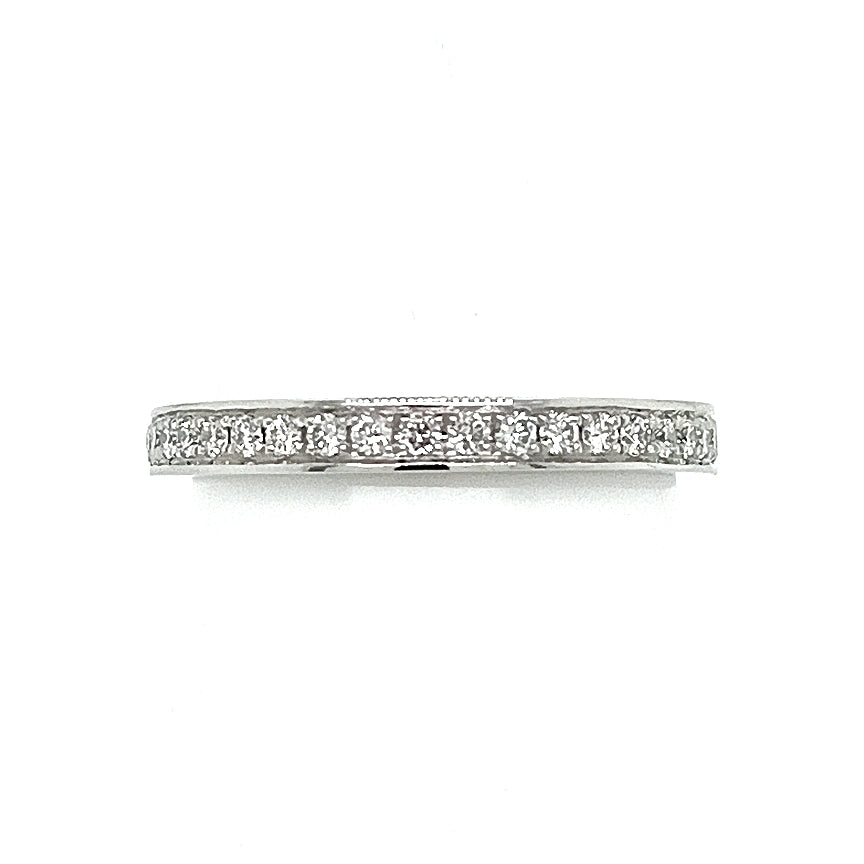 Platinum Half Pave Diamond Set Ring