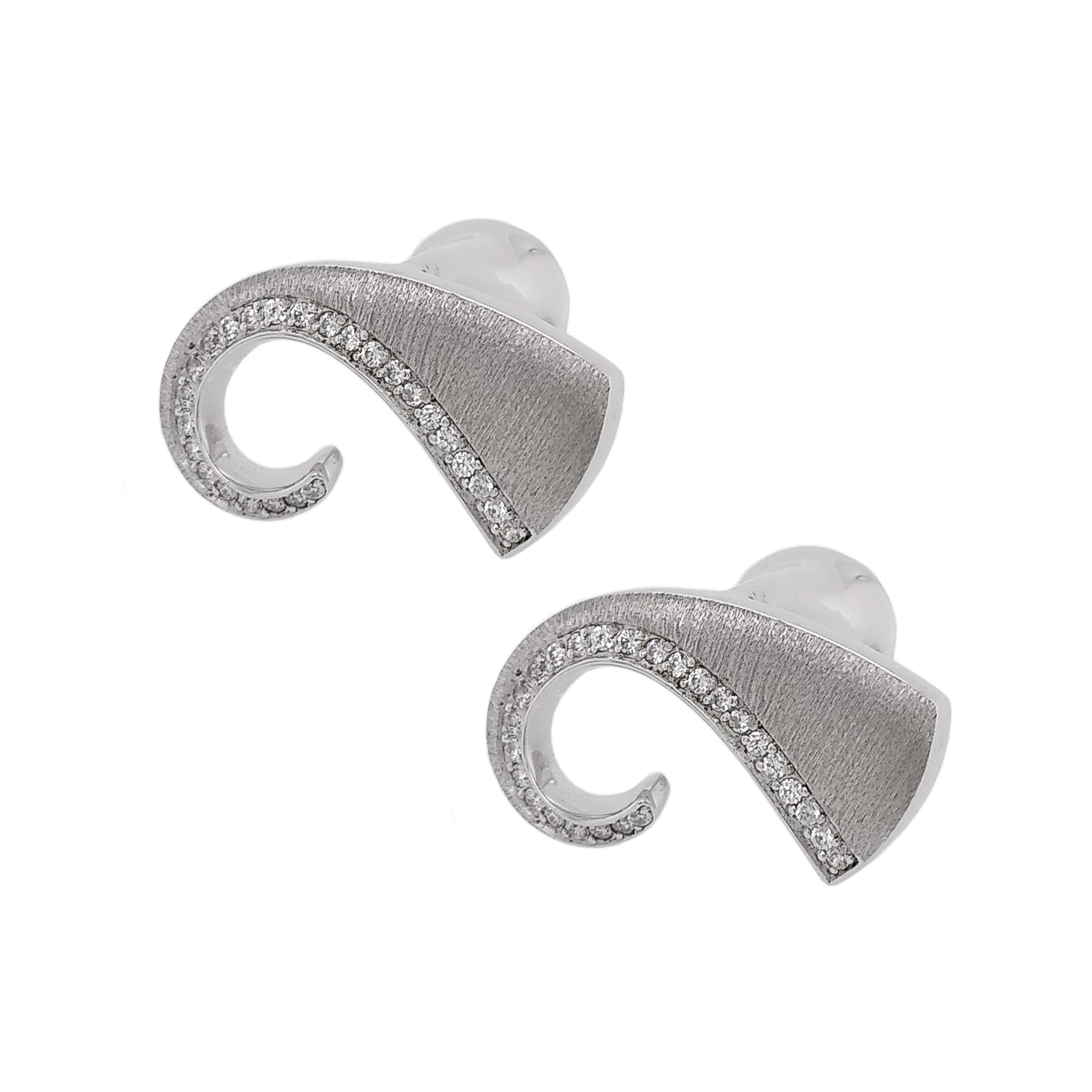 Silver Rhodium Plated CZ Curl Cufflinks