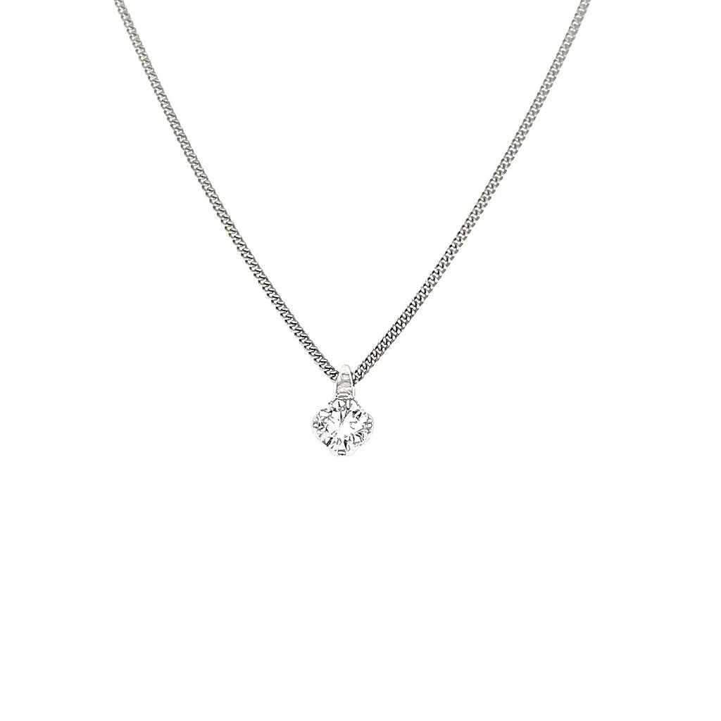 18ct White Gold Diamond Lotus Pendant & Chain