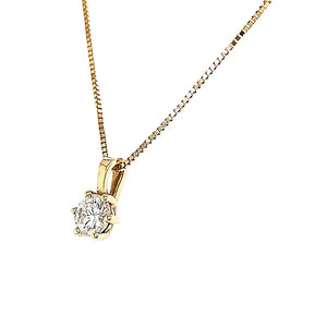 18ct Yellow Gold Diamond Six Claw Pendant & Chain