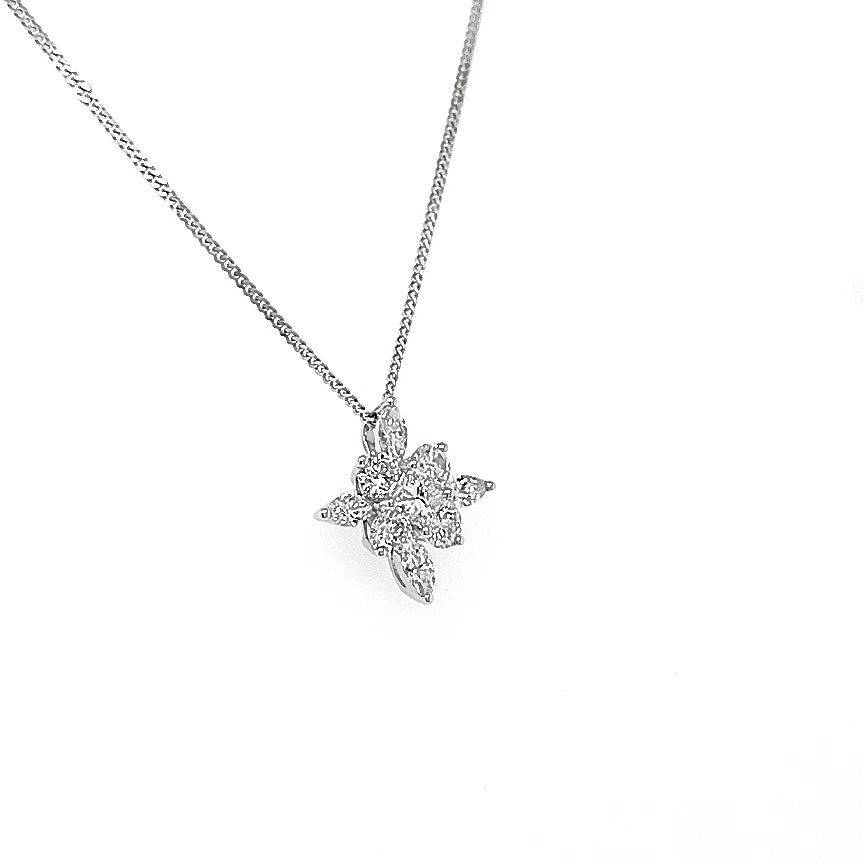 18ct White Gold Diamond Star Pendant & Chain