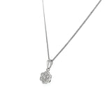 18ct White Gold Diamond Millgrain Flower Pendant & Chain