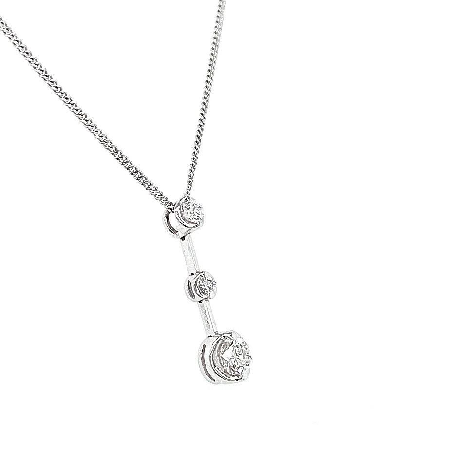 18ct White Gold Marquise Cut Diamond Pendant Necklace
