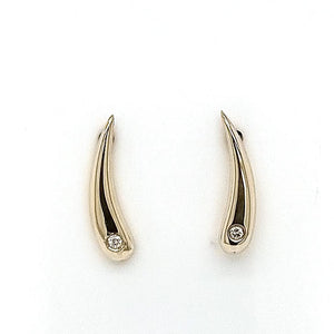 18ct Yellow Gold Long Teardrop Brilliant-cut Diamond Stud Earrings