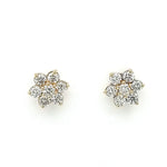 18ct Yellow Gold Diamond Flower Cluster Stud Earrings