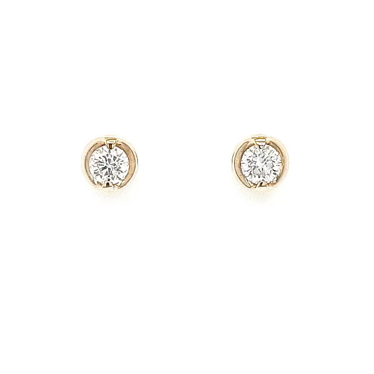 18ct Yellow Gold Diamond Two Claw Rosabella Stud Earrings