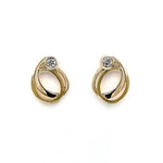 9ct Yellow Gold Diamond Swirl Earrings