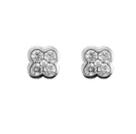 18ct White Gold Flower Diamond Earrings - Andrew Scott