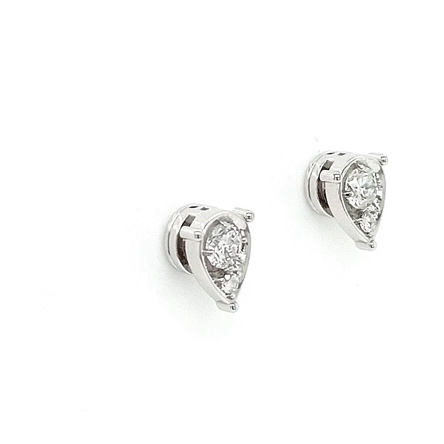 18ct White Gold Diamond Teardrop Stud Earrings