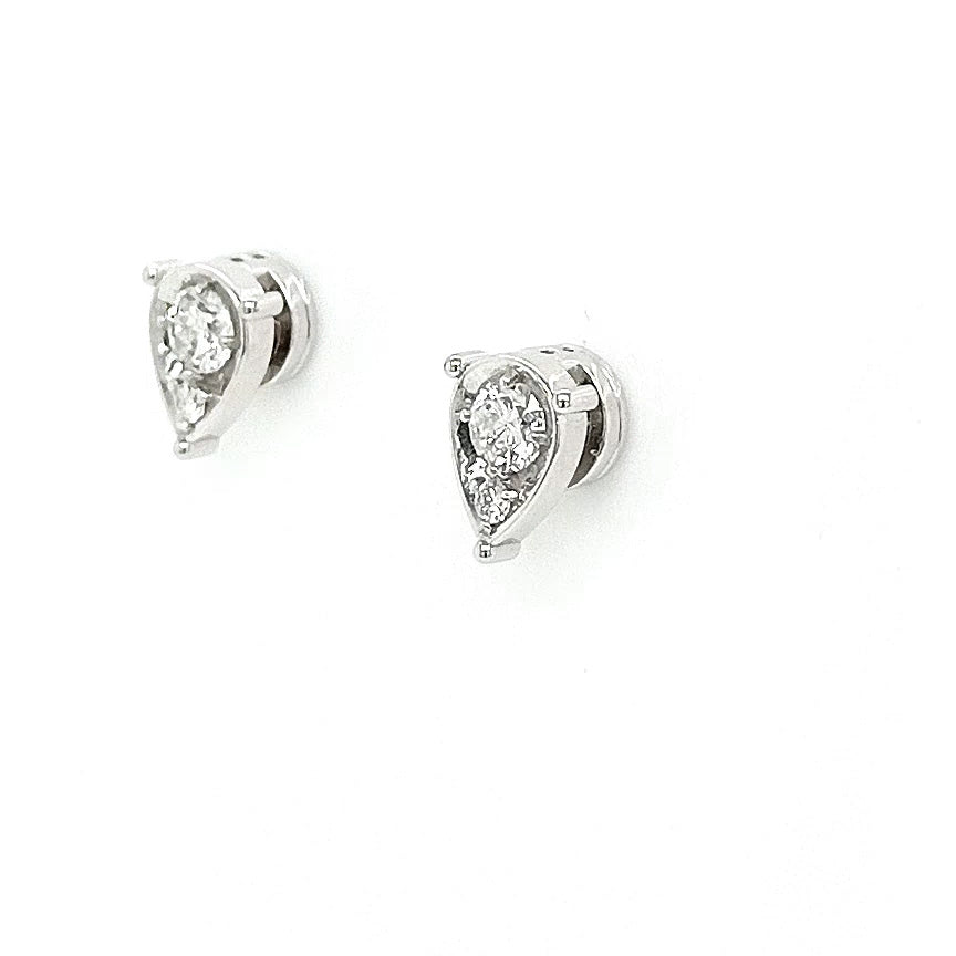 18ct White Gold Diamond Teardrop Stud Earrings
