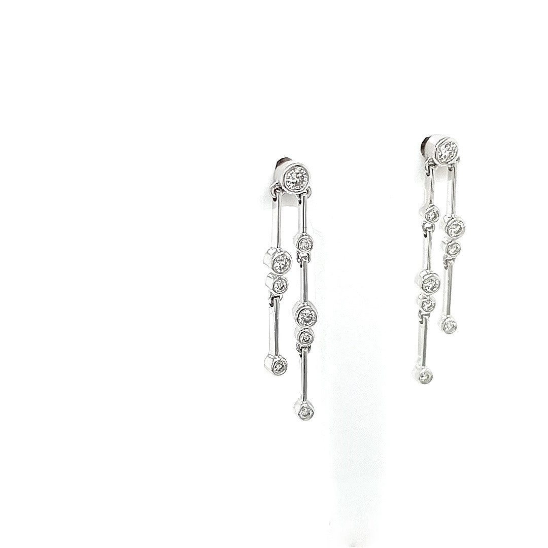 18ct White & Rose Gold 1.55ct Diamond Drop Earrings - Walker & Hall