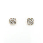18ct Yellow Gold Soft Square Diamond Stud Earrings