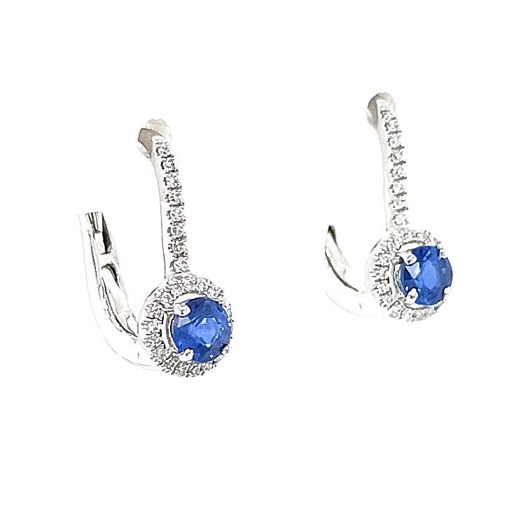 18ct White Gold Sapphire & Diamond Hinged Hoop Earrings