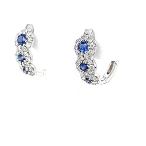 18ct White Gold Sapphire & Diamond Hoop Earrings