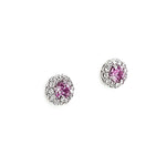 18ct White Pink Sapphire & Diamond Stud Earrings