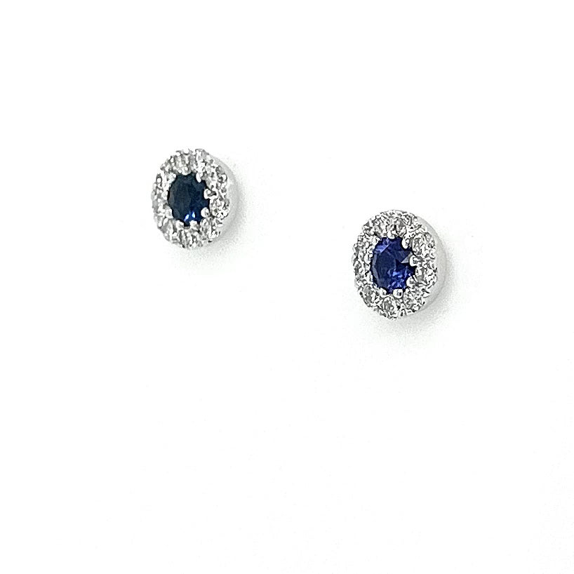 18ct White Gold Sapphire & Diamond Stud Earrings