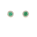 18ct Yellow Gold Emerald & Diamond Stud Earrings