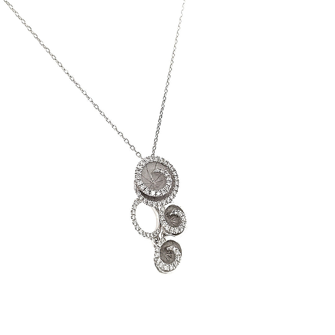18ct White Gold Diamond-Set Multi Swirl Necklace