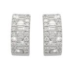 18ct White Gold Baguette & Brilliant-cut Diamond Hoop Earrings - Andrew Scott