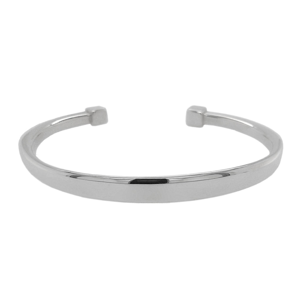 Mens Silver Square Tapered Torque Bangle