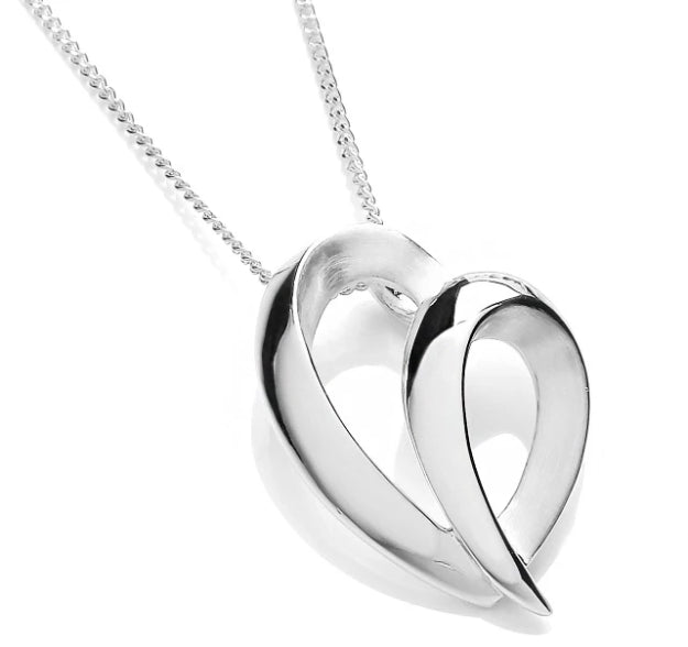 9ct White Gold Open Heart Necklace - Andrew Scott