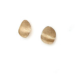 9ct Yellow Gold Flat Wavy Oval Stud Earrings