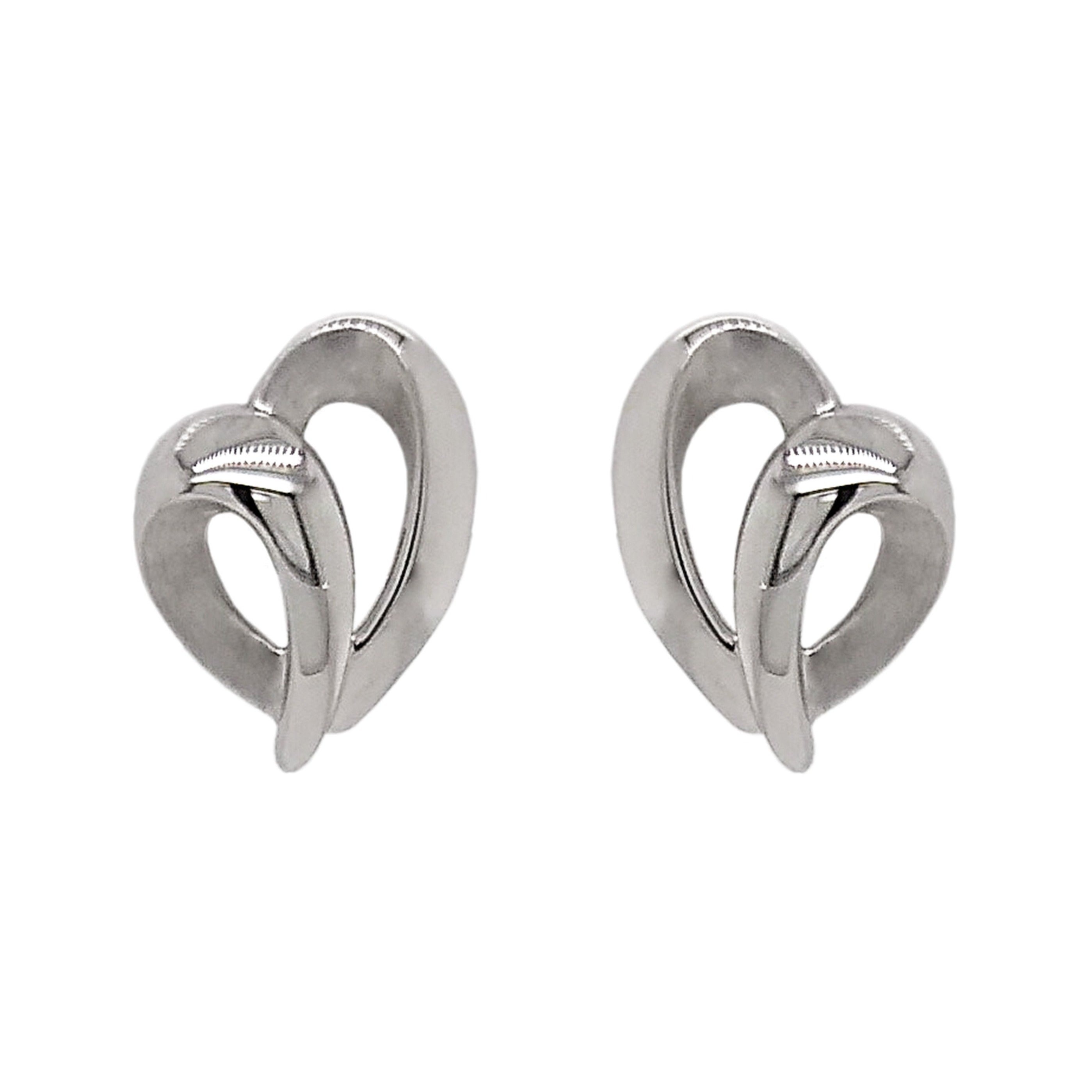 9ct White Gold Fancy Heart Earrings