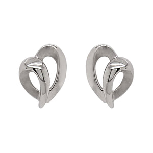 9ct White Gold Fancy Heart Earrings