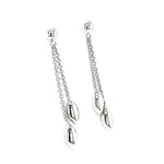 9ct White Gold Marquise Bead Drop Earrings