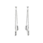 9ct White Gold Marquise Bead Drop Earrings
