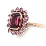 9ct Rose Gold Rhodolite Garnet & Pink Sapphire Dress Ring