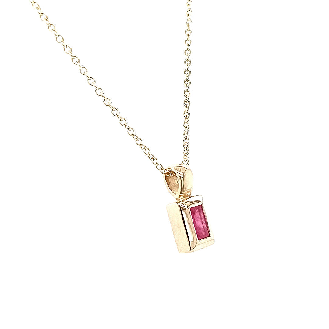 9ct Yellow Gold Ruby Pendant & Chain